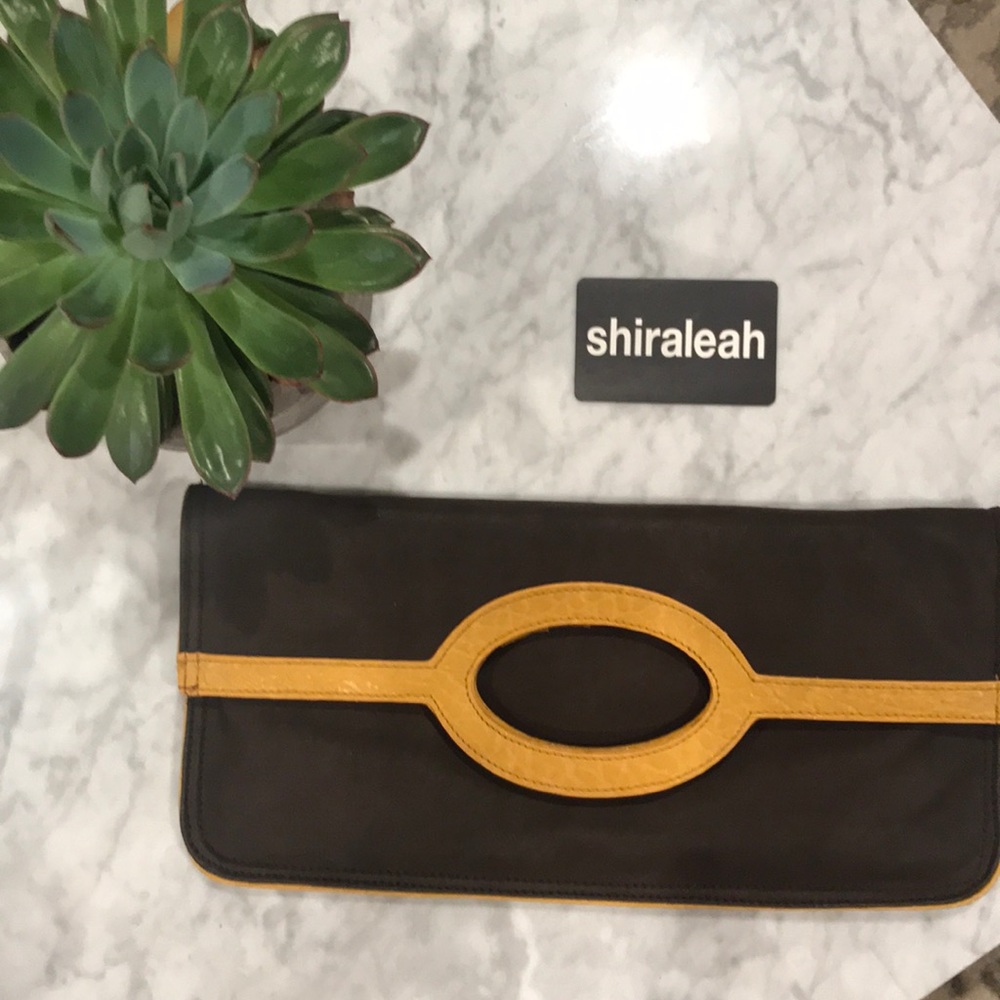 EUC Shiraleah Vegan Leather Chocolate Suede Clutch